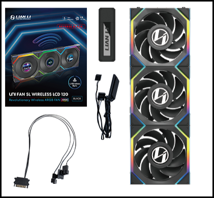 120MM UNI FAN R12SL LCD REVERSE WIRELESS BK(3PACK)