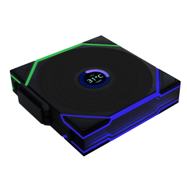 120MM UNI FAN R12TL LCD REVERSE WIRELESS BK(1PACK)